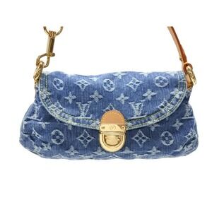 Louis Vuitton Pleaty Monogram leather blue denim handbag